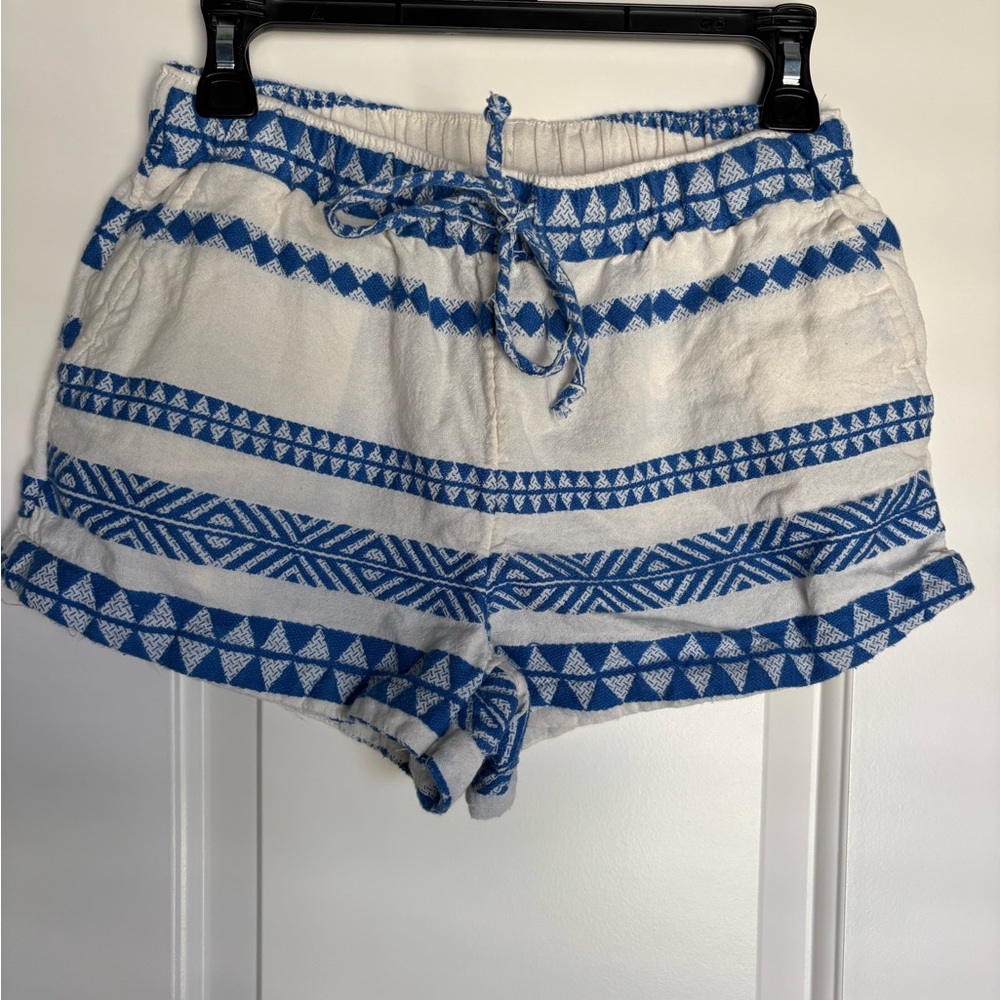 aerie Blue and White Patterned Shorts